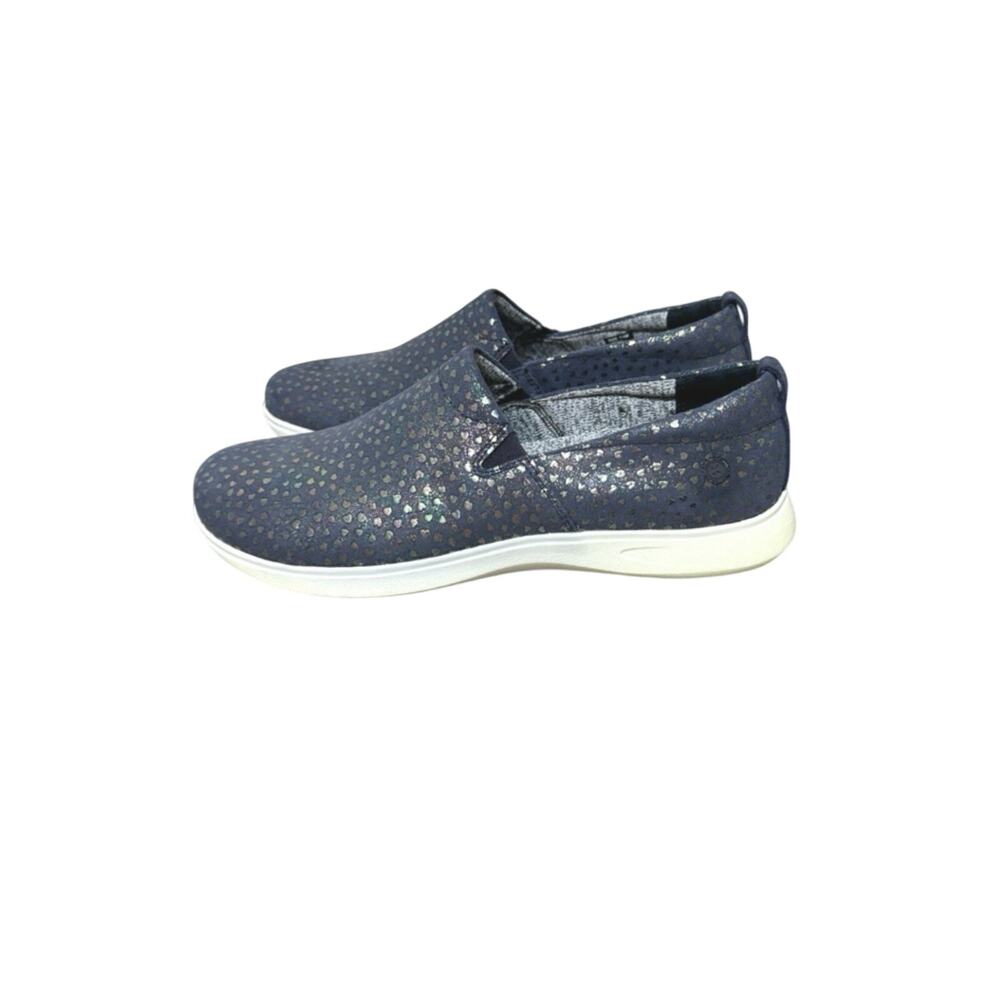 Klogs Leena Women’s Slip On Navy Blue Leather Loafers & Iridescent Accent 11 M